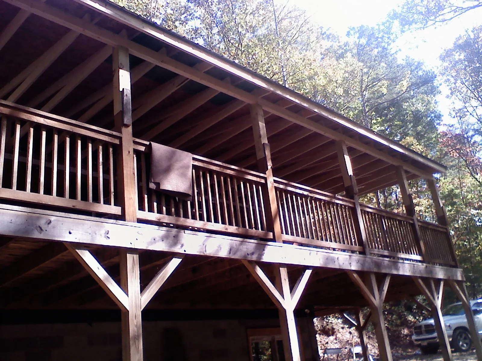 Timber framing under a new elevated porch and deck — Roof Leak Repair in Elk Grove by Roofing Brothers